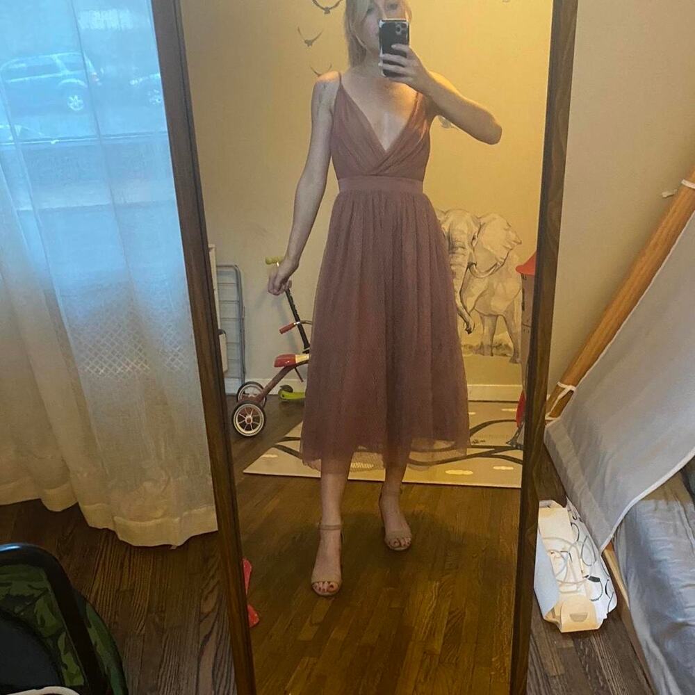 Express Blush Tulle Midi Dress – Size 0/XS